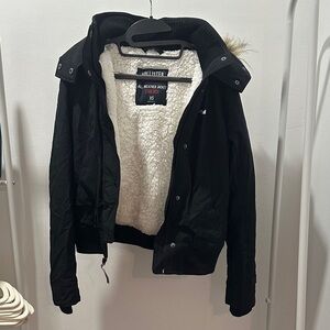 Hollister Black Jacket with Cream Lining